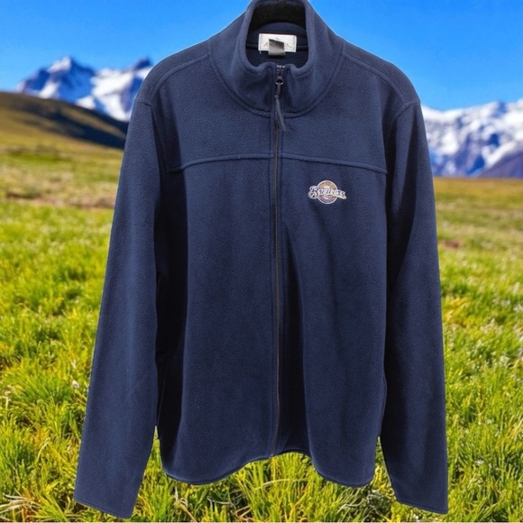 Antigua Milwaukee Brewers MLB Baseball Navy Blue Fleece Zipup Jacket Women's XL - Picture 1 of 10